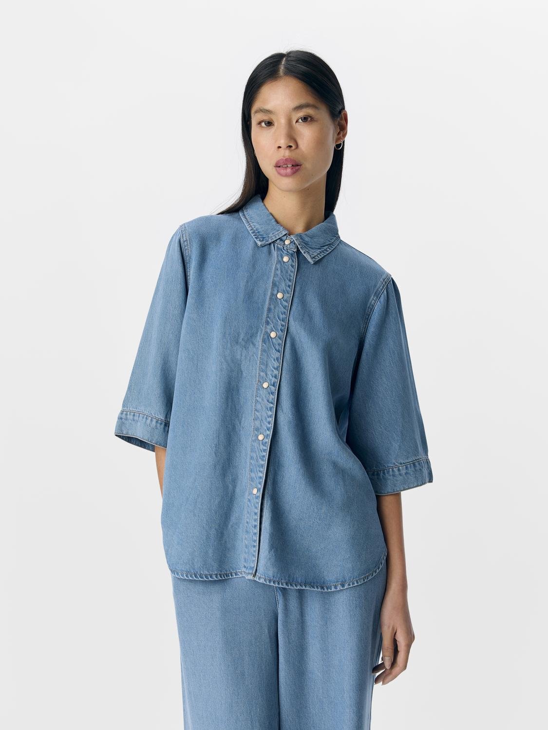 OBJFRAME Denim Shirt - Light Blue Denim - VERO MODA & VILA Bergvik